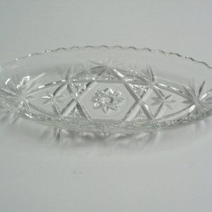 Vintage Anchor Hocking Prescut Pickle Dish Early American Clear Oval
